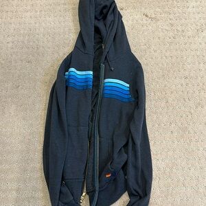 Aviator nation blue stripe black hoodie